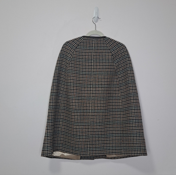 J. Crew Collarless Wool Cape Saddle Seagrass Houndstooth Xs/Small NWOT - Picture 6 of 9